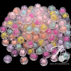 ลูกปัดอะคริลิค 10มม. ลายมะยมสอดไส้ คละสีใส (500 กรัม) SKU-12731