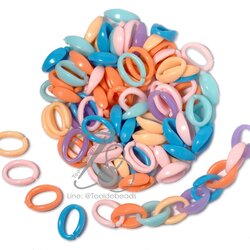 ลูกปัดอะคริลิค 15*11มม. ลายโซ่นูน คละสีหวาน (500 กรัม) SKU-09823