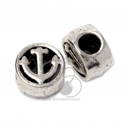 ลูกปัดโรเดียม 36 10มม. ลายสมอเรือ (1 ชิ้น) SKU-03459