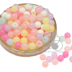 ลูกปัดอะคริลิค 10มม. ทรงกลม คละสีเยลลี่หวาน (10 กรัม) SKU-15049