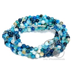 หิน Blue Agate 4มม. (90 เม็ด) SKU-09290