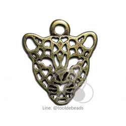 จี้เหล็ก 347 25*29มม. ลายเสือฉลุ สีสนิม (1 ชิ้น) SKU-00819