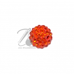 ลูกปัดฝังเพชร 10มม. สีส้ม (1 ชิ้น) SKU-01532