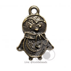 จี้เหล็ก 351 14*22มม. ลายเพนกวิ้น สีสนิม (1 ชิ้น) SKU-00823