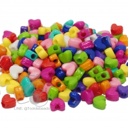 ลูกปัดอะคริลิค 11*9มม. ลายหัวใจ สีสด (15 กรัม) SKU-05018