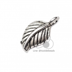 ลูกปัดโรเดียม 127 10มม. ลายใบไม้ (1 ชิ้น) SKU-03301