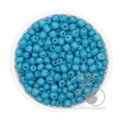 OK Brand ลูกปัดเม็ดทราย 6/0 โทนด้าน สีฟ้า (450 กรัม) SKU-08972