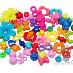 ลูกปัดอะคริลิค 6-20มม. คละลาย คละสีสด (15 กรัม) SKU-15328