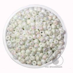 ลูกปัดเม็ดทราย 6/0 โทนมุกด้าน สีขาว (450 กรัม) SKU-03862