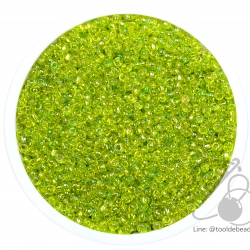 ลูกปัดเม็ดทราย 12/0 โทนรุ้ง สีเขียวตอง (450 กรัม) SKU-04148