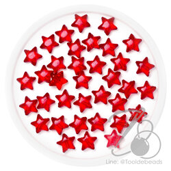 ลูกปัดอะคริลิค 10มม. ลายดาว สีแดงใส (100 กรัม) SKU-17199