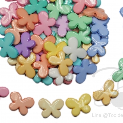 ลูกปัดอะคริลิค 17*12มม. ลายผีเสื้อ คละสีหวาน (225 กรัม) SKU-02966