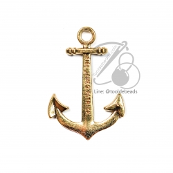 จี้เหล็ก 14 39มม. ลายสมอเรือยาว สีทอง (1 ชิ้น) SKU-00483