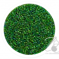 ลูกปัดเม็ดทราย 12/0 โทนรุ้ง สีเขียวเข้ม (450 กรัม) SKU-04151