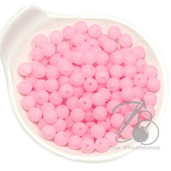 ลูกปัดเนื้อทราย 8มม. ทรงกลม สีชมพู (500 กรัม) SKU-15202