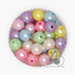 ลูกปัดพลาสติกเคลือบมุก 12มม. ทรงกลม คละสี (15 กรัม) SKU-14349