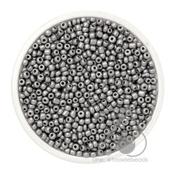 OK Brand ลูกปัดเม็ดทราย 12/0 โทนด้าน สีเงิน (100 กรัม) SKU-08411