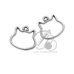 ลูกปัดโรเดียม 218 13มม. ลายจี้แมว สีเงิน (10 กรัม) SKU-18440