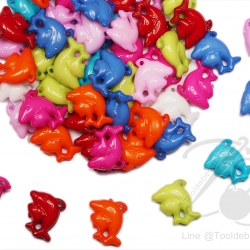 จี้อะคริลิค 10*18มม. ลายโลมาคู่ สีสด (15 กรัม) SKU-04949