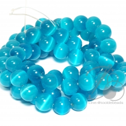 หิน Cat's Eyes 10มม. สีฟ้าเข้ม (38 เม็ด) SKU-01009