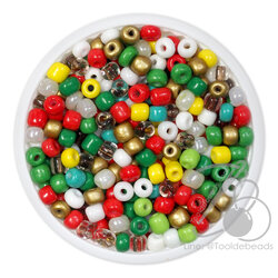 OK Brand ลูกปัดเม็ดทราย 6/0 โทนด้าน สีคริสต์มาส 3 (15 กรัม) SKU-16923