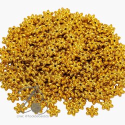 ลูกปัดพลาสติก 11มม. ลายพิกุลขั้น สีทอง (500 กรัม) SKU-12749