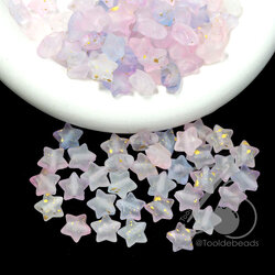 ลูกปัดเนื้อทราย 10มม. ลายดาว สีชมพูทูโทน (10 กรัม) SKU-17083