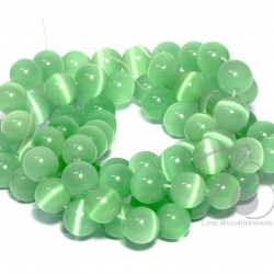 หิน Cat's Eyes 10มม. สีเขียวจืด(38 เม็ด) SKU-01002