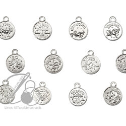 จี้เหล็ก 18มม. ราศี สีเงิน เกรดดี (1 ชิ้น) SKU-14822