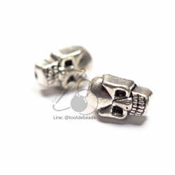 ลูกปัดโรเดียม 43 5*10มม. ลายกะโหลก (1 ชิ้น) SKU-03466