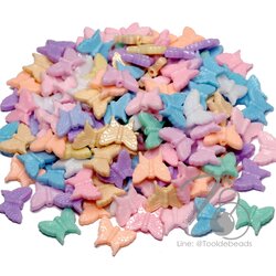 ลูกปัดพาสเทล 12*15มม. ลายผีเสื้อ (225 กรัม) SKU-09803