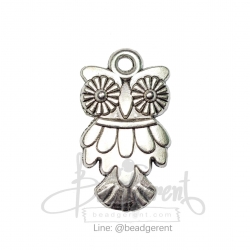 ลูกปัดโรเดียม 161 16*19มม. ลายนกฮูก (1 ชิ้น) SKU-03392