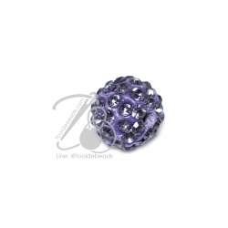 ลูกปัดฝังเพชร 10มม. สีม่วง (1 ชิ้น) SKU-01543