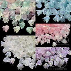 ลูกปัดพลาสติก เคลือบรุ้ง 9*10มม. ครอบดอกไม้ เยลลี่หวาน (500 กรัม) SKU-18107