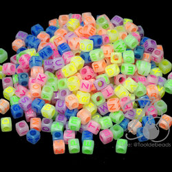 ลูกเต๋าตัวอักษร 6*6มม. อักษรสีสะท้อน (10 กรัม) SKU-14410