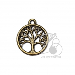 จี้เหล็ก 257 15มม. ลายต้นไม้ สีสนิม (1 ชิ้น) SKU-00714