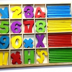 บล็อกไม้คณิตศาสตร์ของเล่นเเสริมพัฒนาการ WoodBlock Computation Study Box