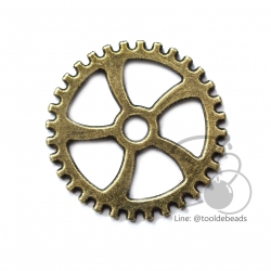 จี้เหล็ก 133 31มม. ลายเกียร์ สีสนิม (1 ชิ้น) SKU-00476