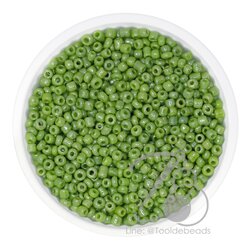 ลูกปัดเม็ดทราย 12/0 โทนมุกด้าน สีเขียว (450 กรัม) SKU-08666