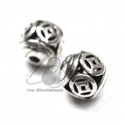 ลูกปัดโรเดียม 164 8มม. ลายกลมฉลุ (1 ชิ้น) SKU-03396