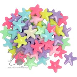 ลูกปัดอะคริลิค 21มม. ลายปลาดาว คละสีหวาน (500 กรัม) SKU-12208