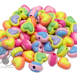 ลูกปัดอะคริลิค ทรงนูน 17*15มม. ลายหัวใจ สีหวาน (500 กรัม) SKU-14142