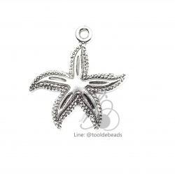 จี้เหล็ก 67 21*23มม. ลายปลาดาว สีเงิน (1 ชิ้น) SKU-00910