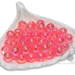 ลูกปัดพลาสติก เคลือบรุ้ง 10มม. สีโอรสรุ้งใส (500 กรัม) SKU-16393