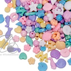 ลูกปัดอะคริลิค 6-12มม. คละลาย คละสีพาสเทล (225 กรัม) SKU-15339