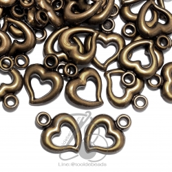 จี้อะคริลิค 13*19มม. ลายหัวใจรูกลาง สีสนิม (500 กรัม) SKU-03077