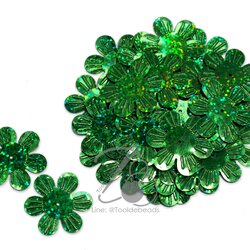 เลื่อมดอกไม้ดิสโก้ 32มม. สีเขียว (500 กรัม) SKU-10359