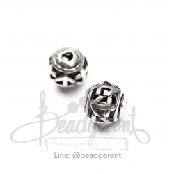 ลูกปัดโรเดียม 75 8มม. ลายกลมฉลุ (1 ชิ้น) SKU-03525