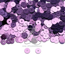 เลื่อมกลมแบน 6มม. สีม่วง (450 กรัม) SKU-10296