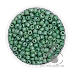 OK Brand ลูกปัดเม็ดทราย 6/0 โทนมุกด้าน สีเขียวเข้ม (450 กรัม) SKU-09091